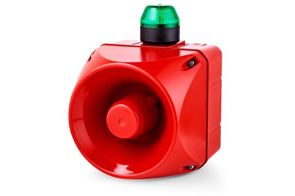 ADL Multi-tone alarm sounder with LED steady/flashing light indicator 24 V AC/DC green