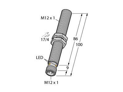 BI4U-M12-VP44X-H1141 L100, Inductive Sensor, With Extended Switching ...