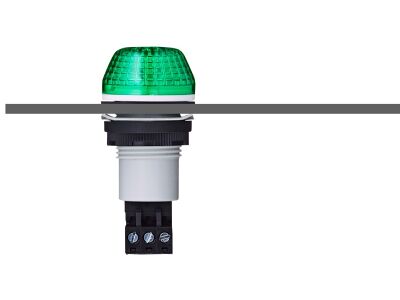 IBS M22 panel mount LED steady/flashing beacon green 24 V AC/DC IP65 & UL Type 4/4x/13 